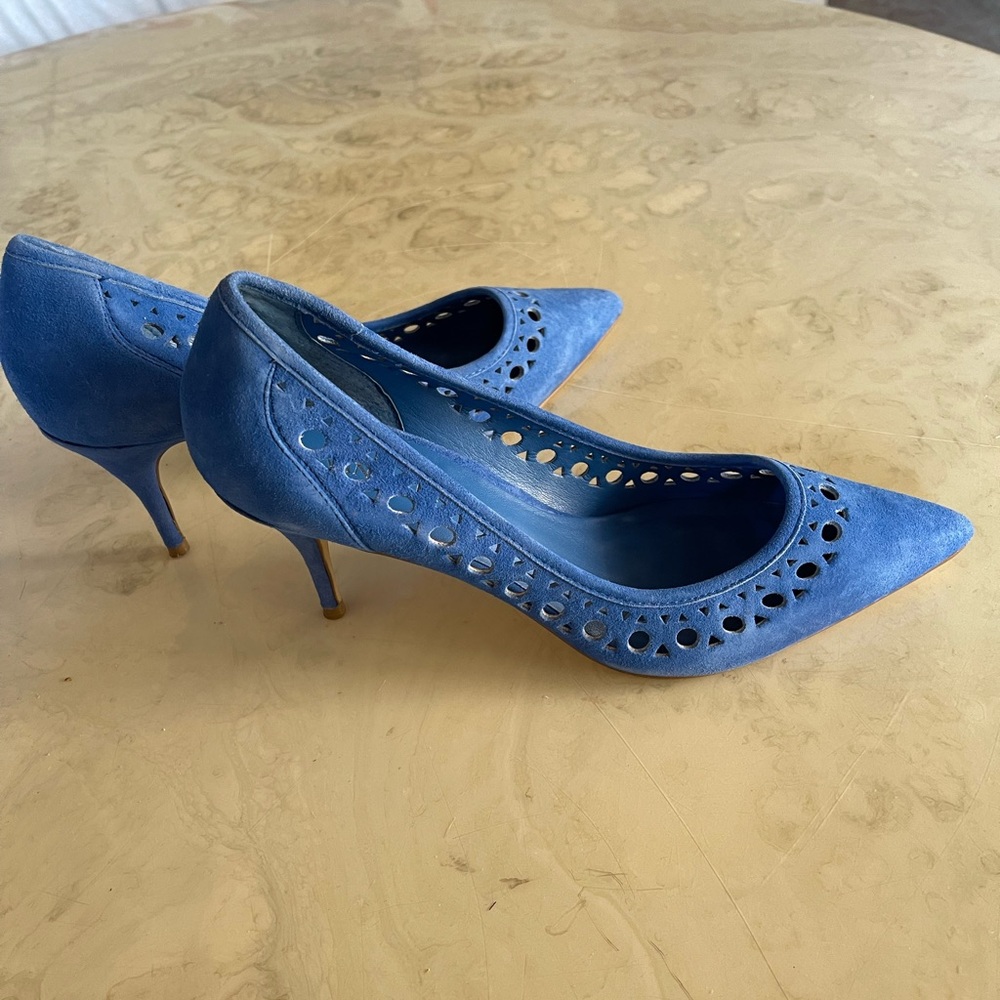 Ivanka Trump Suede Laser Perforated with 2.5” heels, size 8.5 M